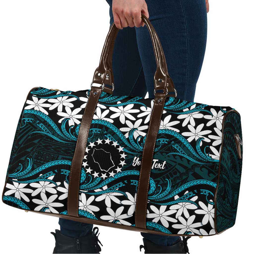 Personalised Cook Islands Penrhyn Atoll Travel Bag Tiare Maori Polynesian Waves Tattoo LT14 - Polynesian Pride