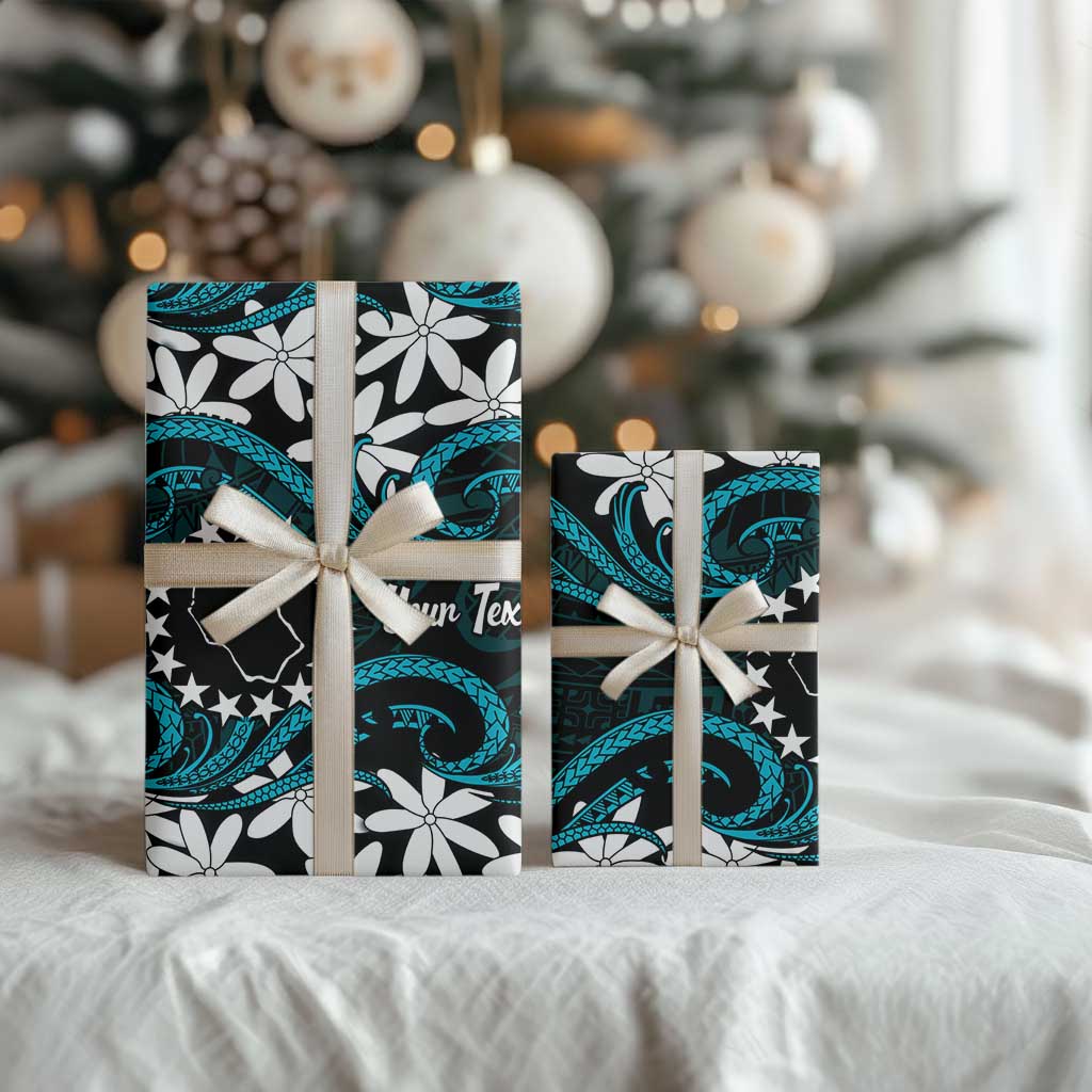 Personalised Cook Islands Penrhyn Atoll Wrapping Paper Tiare Maori Polynesian Waves Tattoo LT14 - Polynesian Pride