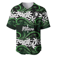 Personalised Cook Islands Mitiaro Baseball Jersey Tiare Maori Polynesian Waves Tattoo