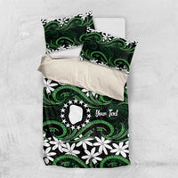 Personalised Cook Islands Mitiaro Bedding Set Tiare Maori Polynesian Waves Tattoo