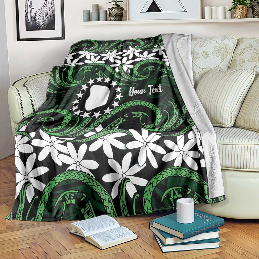 Personalised Cook Islands Mitiaro Blanket Tiare Maori Polynesian Waves Tattoo