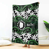 Personalised Cook Islands Mitiaro Blanket Tiare Maori Polynesian Waves Tattoo