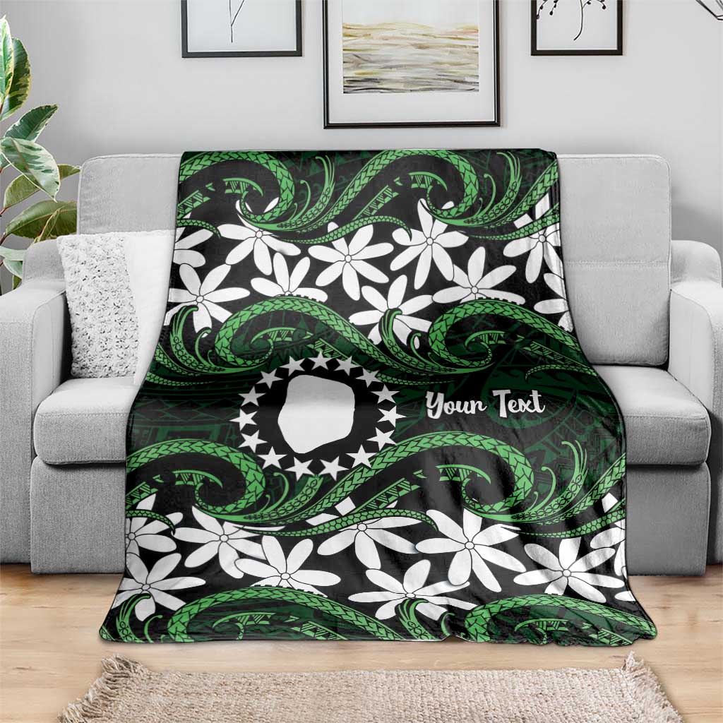 Personalised Cook Islands Mitiaro Blanket Tiare Maori Polynesian Waves Tattoo