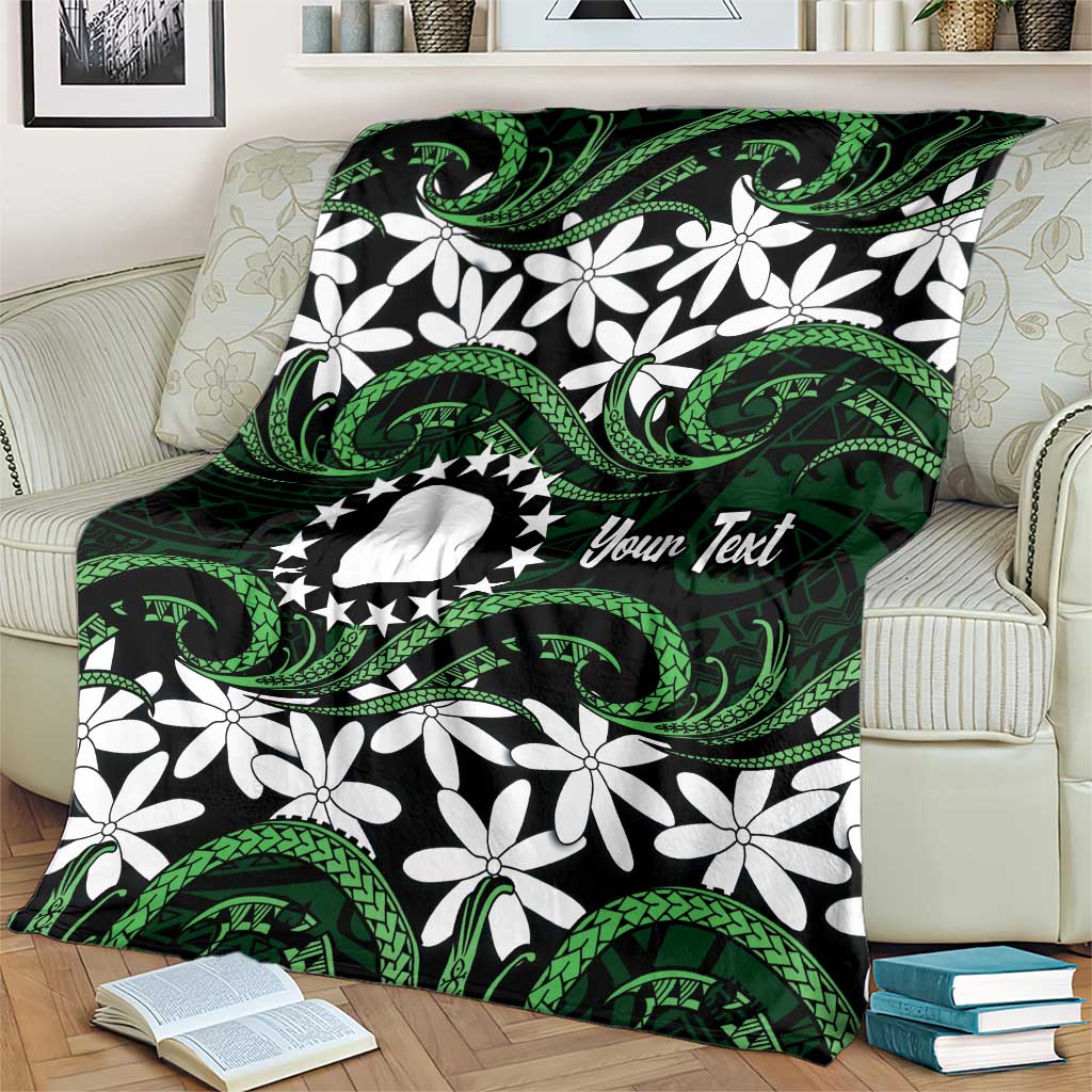 Personalised Cook Islands Mitiaro Blanket Tiare Maori Polynesian Waves Tattoo
