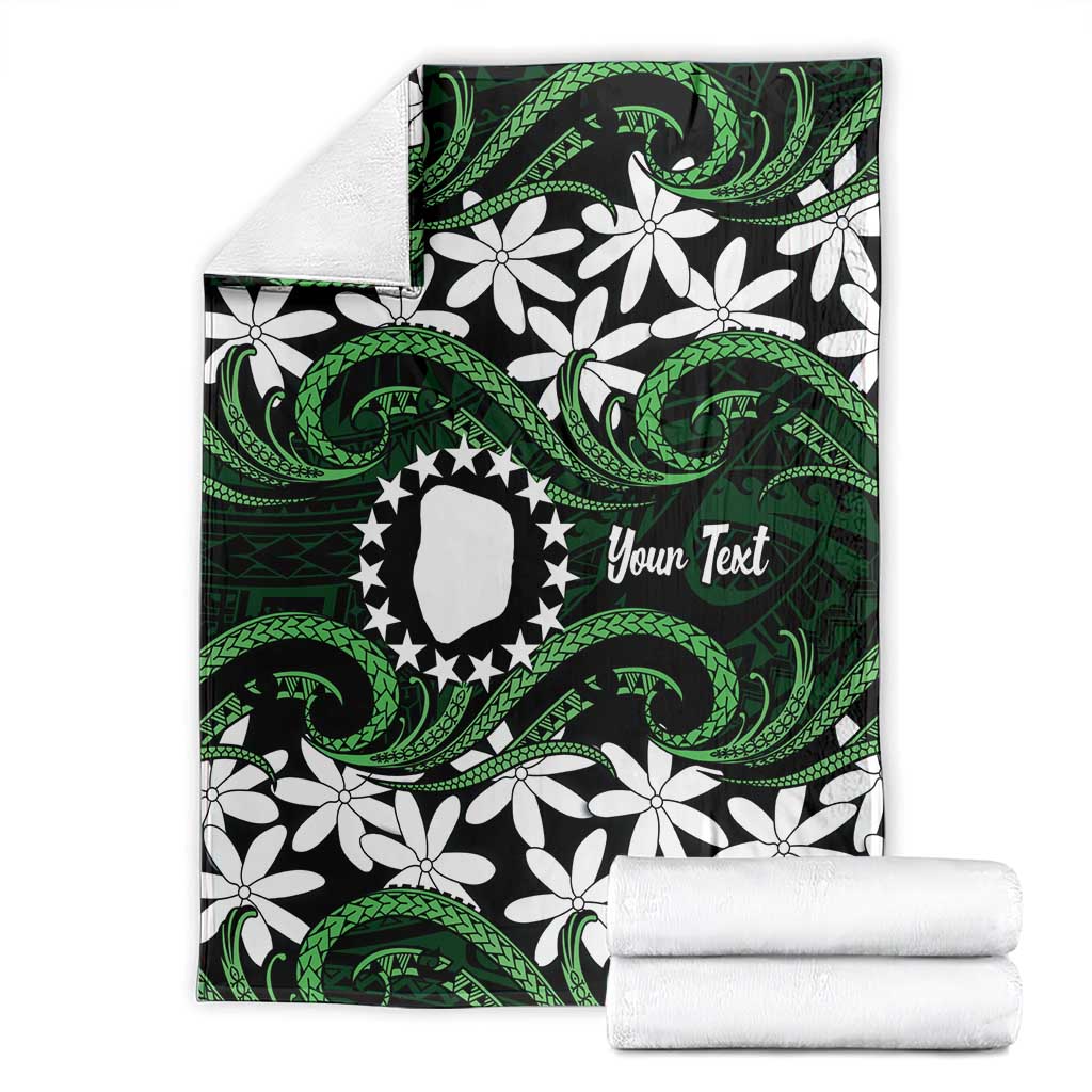 Personalised Cook Islands Mitiaro Blanket Tiare Maori Polynesian Waves Tattoo