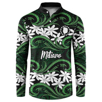 Personalised Cook Islands Mitiaro Button Sweatshirt Tiare Maori Polynesian Waves Tattoo