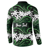 Personalised Cook Islands Mitiaro Button Sweatshirt Tiare Maori Polynesian Waves Tattoo