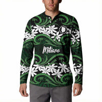 Personalised Cook Islands Mitiaro Button Sweatshirt Tiare Maori Polynesian Waves Tattoo