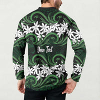 Personalised Cook Islands Mitiaro Button Sweatshirt Tiare Maori Polynesian Waves Tattoo
