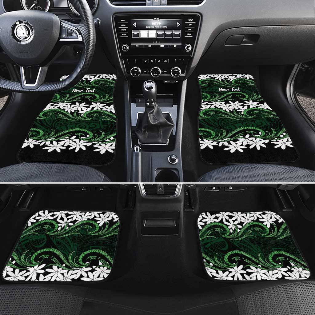 Personalised Cook Islands Mitiaro Car Mats Tiare Maori Polynesian Waves Tattoo