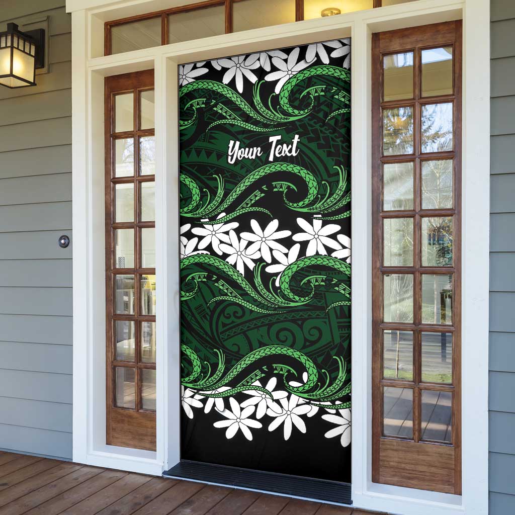 Personalised Cook Islands Mitiaro Door Cover Tiare Maori Polynesian Waves Tattoo