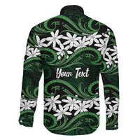 Personalised Cook Islands Mitiaro Family Matching Off The Shoulder Long Sleeve Dress and Hawaiian Shirt Tiare Maori Polynesian Waves Tattoo LT14 - Polynesian Pride