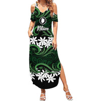 Personalised Cook Islands Mitiaro Family Matching Summer Maxi Dress and Hawaiian Shirt Tiare Maori Polynesian Waves Tattoo