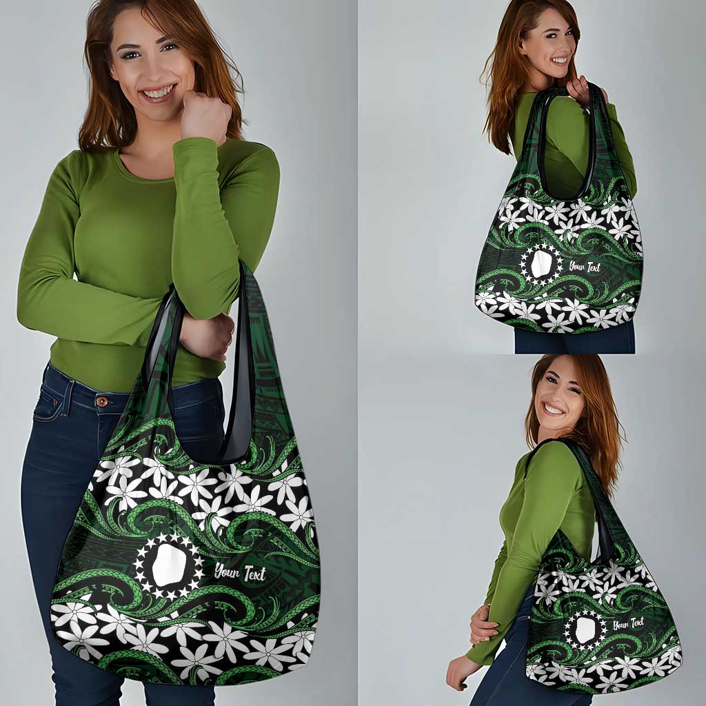 Personalised Cook Islands Mitiaro Grocery Bag Tiare Maori Polynesian Waves Tattoo