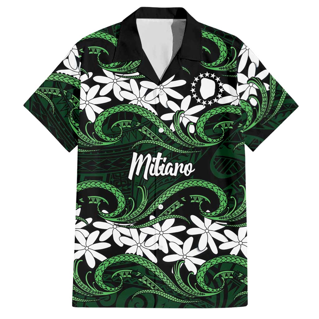 Personalised Cook Islands Mitiaro Hawaiian Shirt Tiare Maori Polynesian Waves Tattoo