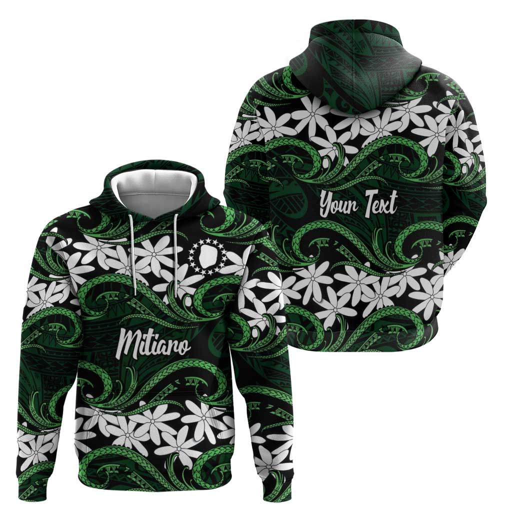Personalised Cook Islands Mitiaro Hoodie Tiare Maori Polynesian Waves Tattoo