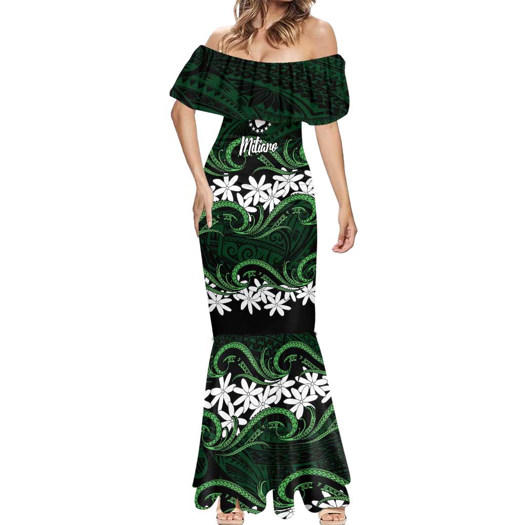 Personalised Cook Islands Mitiaro Mermaid Dress Tiare Maori Polynesian Waves Tattoo