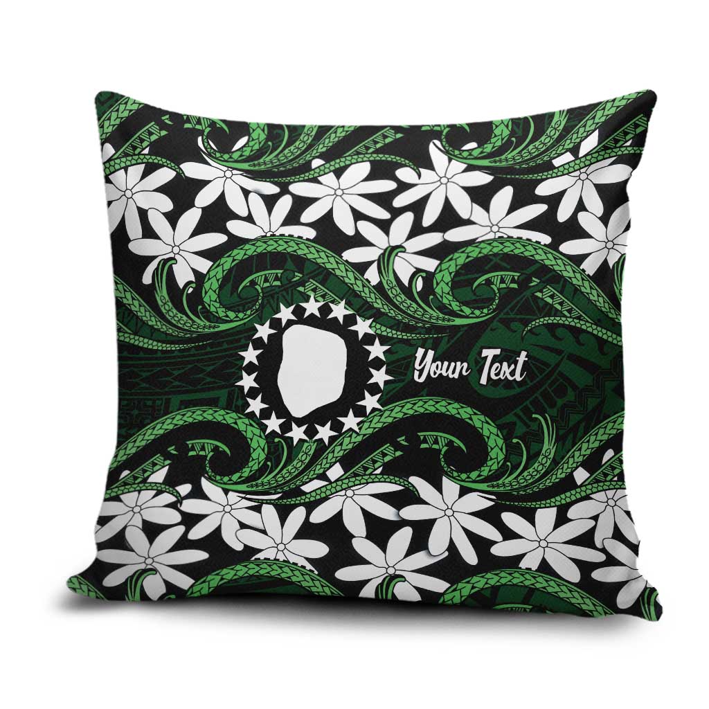 Personalised Cook Islands Mitiaro Pillow Cover Tiare Maori Polynesian Waves Tattoo