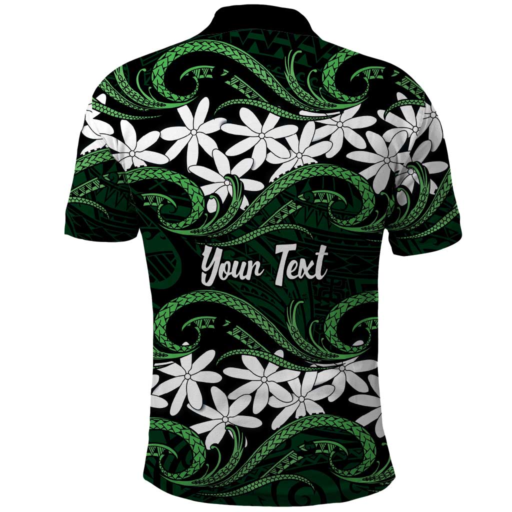 Personalised Cook Islands Mitiaro Polo Shirt Tiare Maori Polynesian Waves Tattoo LT14 - Polynesian Pride