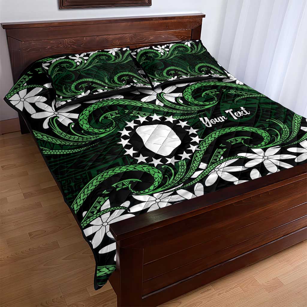 Personalised Cook Islands Mitiaro Quilt Bed Set Tiare Maori Polynesian Waves Tattoo