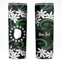 Personalised Cook Islands Mitiaro Skinny Tumbler Tiare Maori Polynesian Waves Tattoo LT14 Green - Polynesian Pride