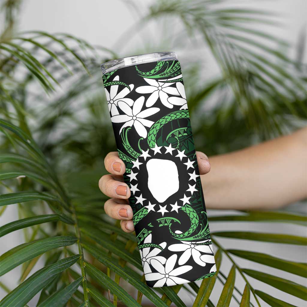 Personalised Cook Islands Mitiaro Skinny Tumbler Tiare Maori Polynesian Waves Tattoo LT14 - Polynesian Pride