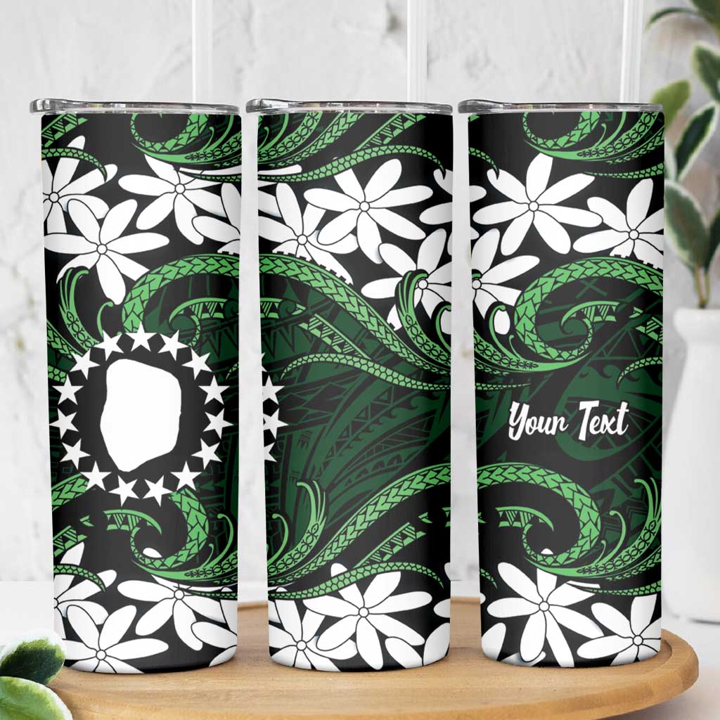 Personalised Cook Islands Mitiaro Skinny Tumbler Tiare Maori Polynesian Waves Tattoo LT14 - Polynesian Pride