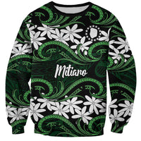 Personalised Cook Islands Mitiaro Sweatshirt Tiare Maori Polynesian Waves Tattoo