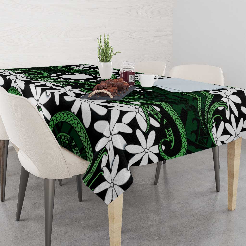 Personalised Cook Islands Mitiaro Tablecloth Tiare Maori Polynesian Waves Tattoo