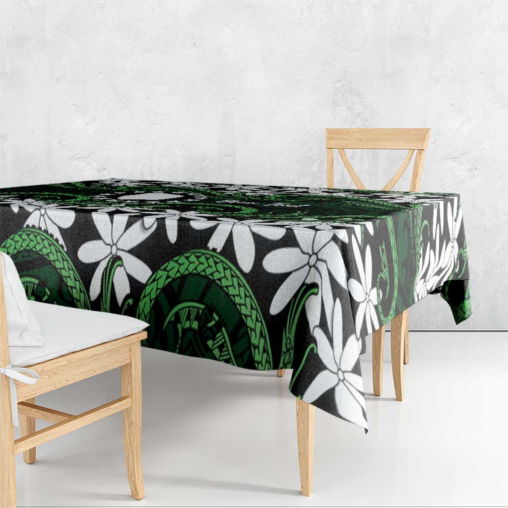 Personalised Cook Islands Mitiaro Tablecloth Tiare Maori Polynesian Waves Tattoo