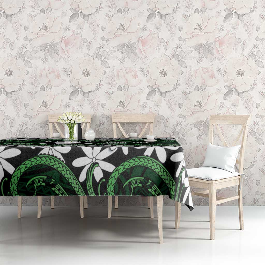Personalised Cook Islands Mitiaro Tablecloth Tiare Maori Polynesian Waves Tattoo