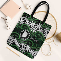 Personalised Cook Islands Mitiaro Tote Bag Tiare Maori Polynesian Waves Tattoo LT14 Black Strap One Size Green - Polynesian Pride