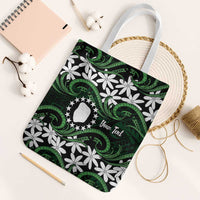 Personalised Cook Islands Mitiaro Tote Bag Tiare Maori Polynesian Waves Tattoo LT14 White Strap One Size Green - Polynesian Pride