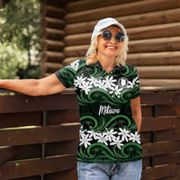 Personalised Cook Islands Mitiaro Women Polo Shirt Tiare Maori Polynesian Waves Tattoo LT14 - Polynesian Pride
