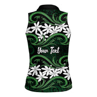 Personalised Cook Islands Mitiaro Women Sleeveless Polo Shirt Tiare Maori Polynesian Waves Tattoo LT14 - Polynesian Pride