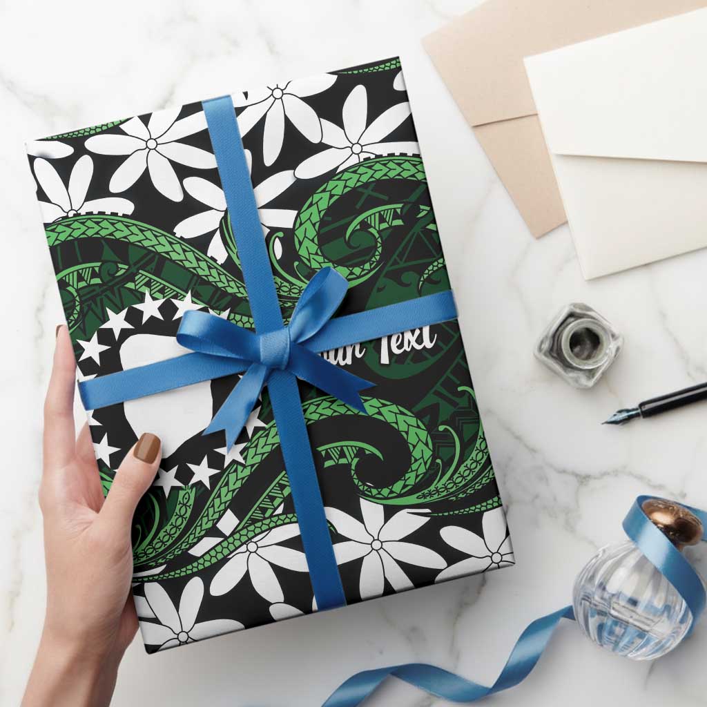 Personalised Cook Islands Mitiaro Wrapping Paper Tiare Maori Polynesian Waves Tattoo