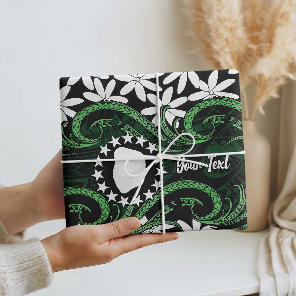 Personalised Cook Islands Mitiaro Wrapping Paper Tiare Maori Polynesian Waves Tattoo