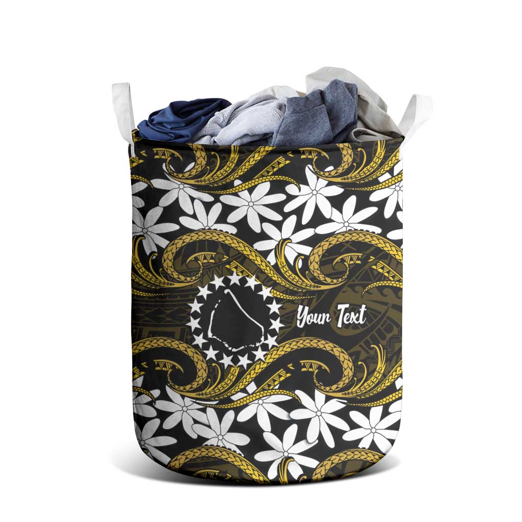 Personalised Cook Islands Manihiki Laundry Basket Tiare Maori Polynesian Waves Tattoo