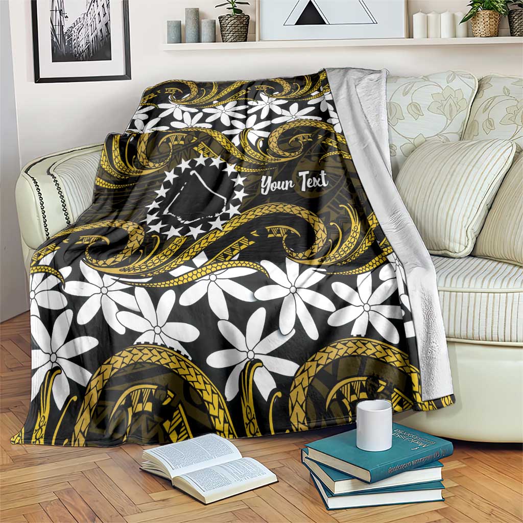Personalised Cook Islands Manihiki Blanket Tiare Maori Polynesian Waves Tattoo