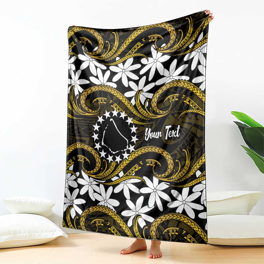 Personalised Cook Islands Manihiki Blanket Tiare Maori Polynesian Waves Tattoo