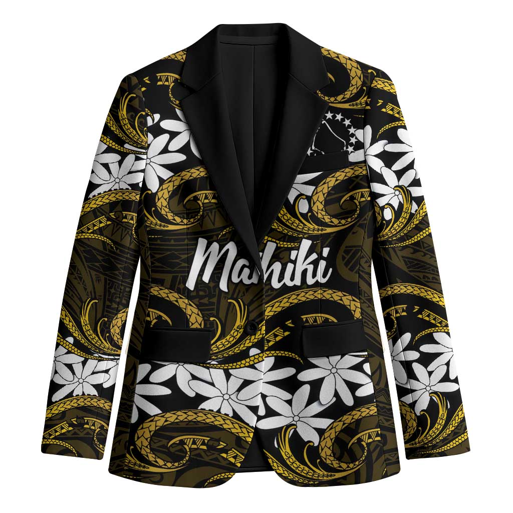 Personalised Cook Islands Manihiki Blazer Tiare Maori Polynesian Waves Tattoo LT14 Unisex Gold - Polynesian Pride