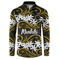 Personalised Cook Islands Manihiki Button Sweatshirt Tiare Maori Polynesian Waves Tattoo