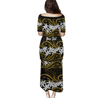 Personalised Cook Islands Manihiki Family Matching Puletasi and Hawaiian Shirt Tiare Maori Polynesian Waves Tattoo