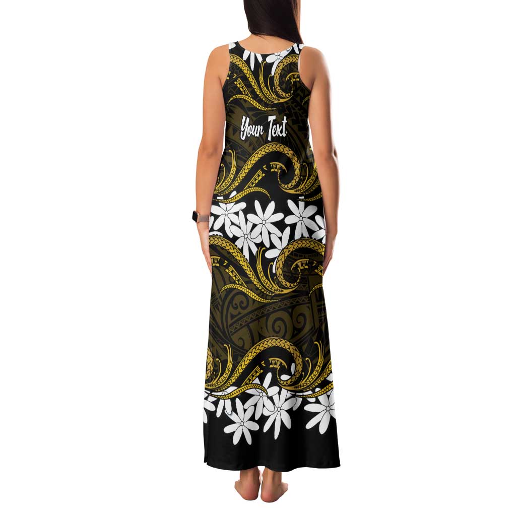Personalised Cook Islands Manihiki Family Matching Tank Maxi Dress and Hawaiian Shirt Tiare Maori Polynesian Waves Tattoo LT14 - Polynesian Pride