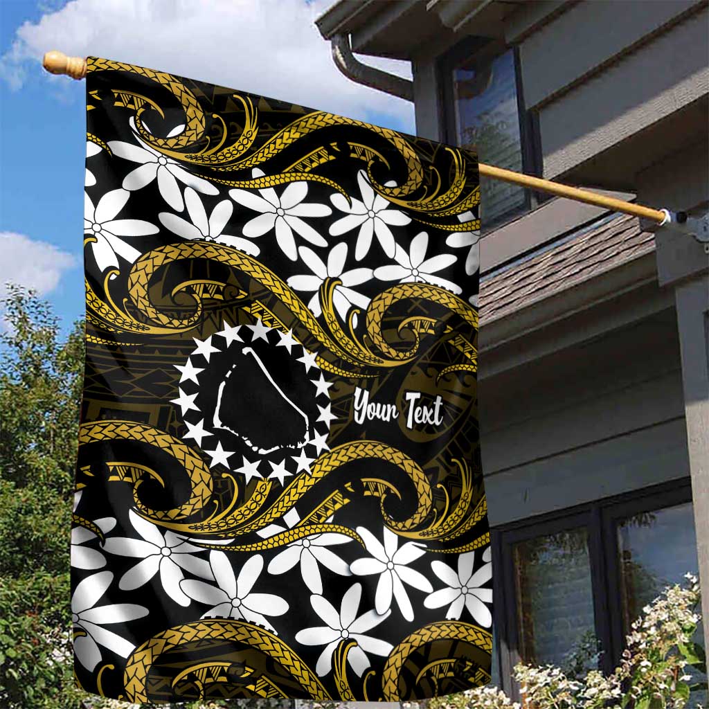 Personalised Cook Islands Manihiki Garden Flag Tiare Maori Polynesian Waves Tattoo