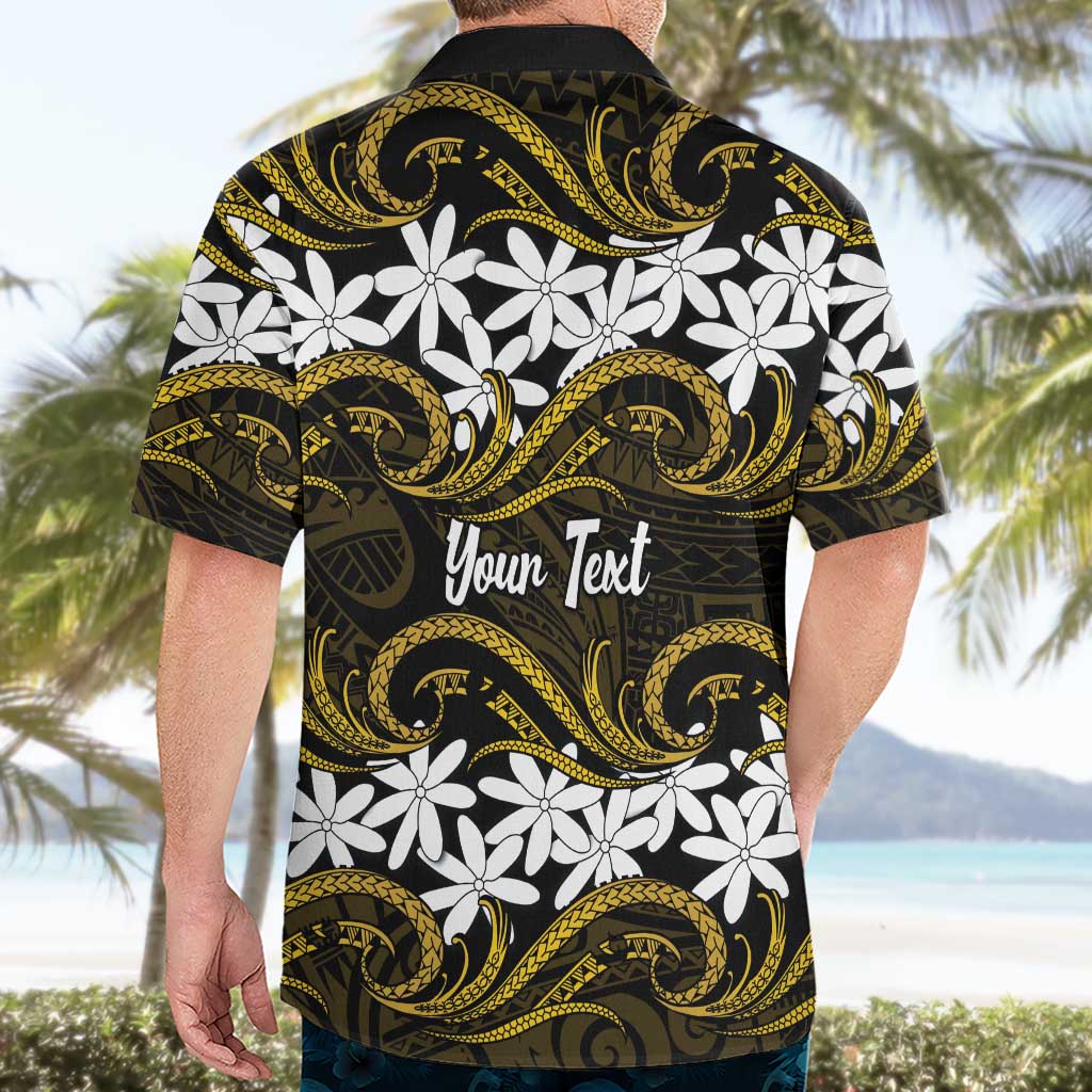 Personalised Cook Islands Manihiki Hawaiian Shirt Tiare Maori Polynesian Waves Tattoo