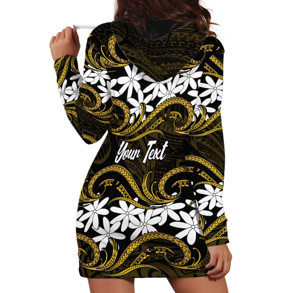 Personalised Cook Islands Manihiki Hoodie Dress Tiare Maori Polynesian Waves Tattoo LT14 - Polynesian Pride