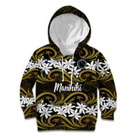 Personalised Cook Islands Manihiki Kid Hoodie Tiare Maori Polynesian Waves Tattoo