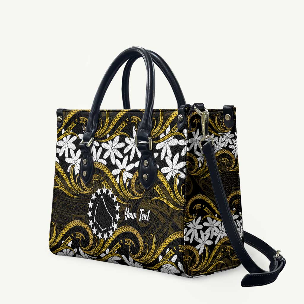 Personalised Cook Islands Manihiki Leather Bag Tiare Maori Polynesian Waves Tattoo