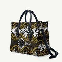 Personalised Cook Islands Manihiki Leather Bag Tiare Maori Polynesian Waves Tattoo
